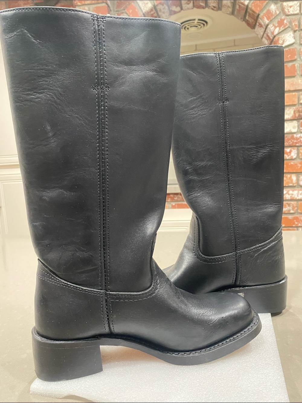 worn once FRYE black campus leather boots womens 8.5 made in USA - Picture 8 of 10
